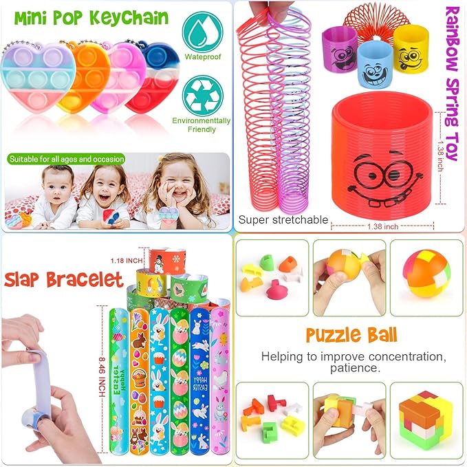 56 Pcs Party Favors Toys for Kids 4-8 8-12 3-5, Treasure Chest Box Toys Classroom Carnival Prizes Small Bulk Pop Fidget Toys Pack Pinata Stuffers Birthday Gifts Goodie Goody Candy Bags Fillers