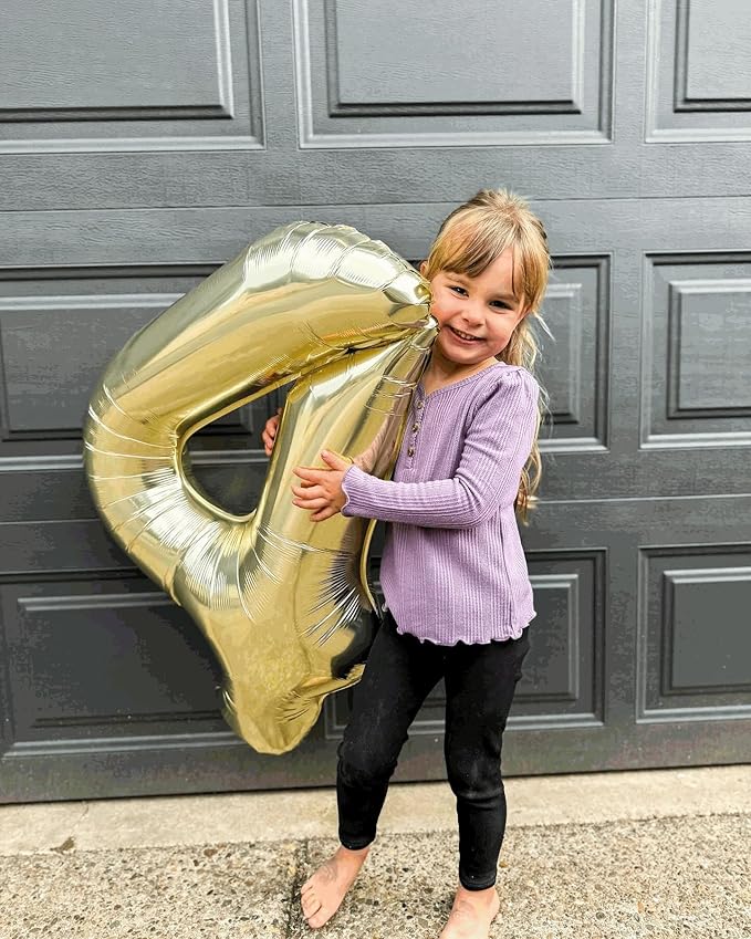 Light Gold Number 3 Balloon 40 Inch, 3rd Birthday Celebration Supplies for Girls Boys Women Men, 3 Balloon for Girls Boys Theme Party