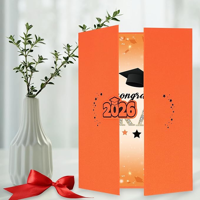 Vlipoeasn 2PCS Graduation Guest Book Alternative, Orange Class of 2026 Party Decorations, Grad Signature Book for 2026 College High School, Unique Graduation Gifts for Friends