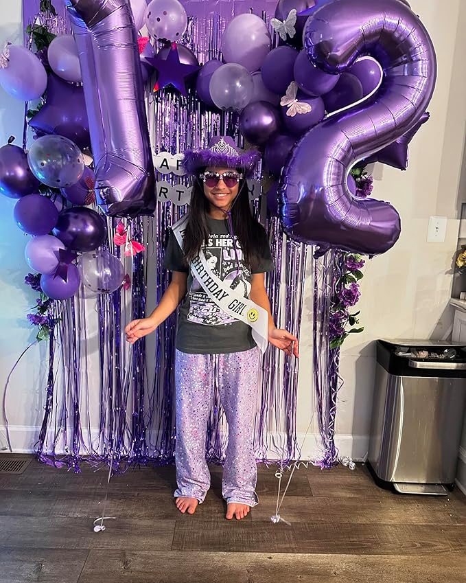 40 Inch Purple Number 3 Balloon, Giant 3 Number Balloons for 3rd Birthday Decorations, Party Supplies for Baby Boy Girl, Purple Party Decor