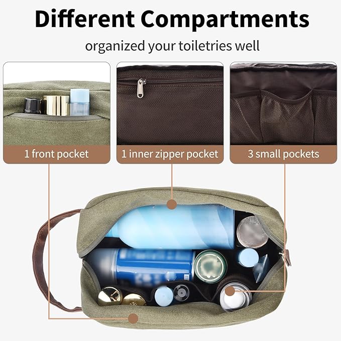 Litvyak Duffle Bag for Travel, Canvas Travel Duffel Bags Overnight Weekend Gym Carry On Luggage Bag for Men & Women (Army Green+Toiletry Bag, 50L)