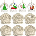 36PCS Wooden Hollow Christmas Ornaments for Paint Christmas Tree Decorations 6 Styles, DIY Blank Unfinished Wood Reindeer Santa Claus Snowman Snowflake Angle Cutouts for Crafts Winter Hanging Decora
