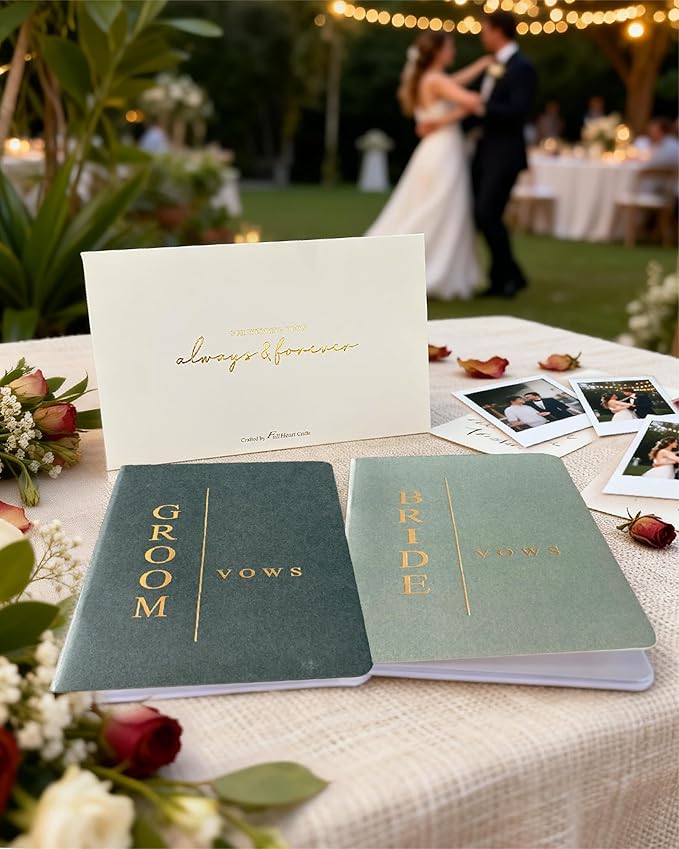 Vow Books for Bride and Groom, His and Hers Vow Books for Wedding-Soft Touch Gold Foil Engraving, Engagement | Wedding Essentials