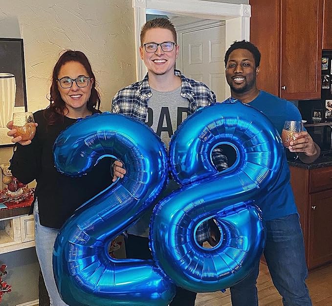 40 Inch Metallic Blue Number 5 Balloon, Giant 5 Number Balloons for 5th Birthday Decorations, Party Supplies for Baby Boy Girl, Metallic Blue Party Decor