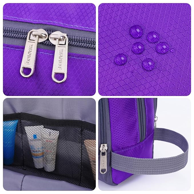 Toiletry Bag for Men Hanging Dopp Kit Water Resistant Shaving Bag Small Toiletry Bag for Traveling (Dark Purple)