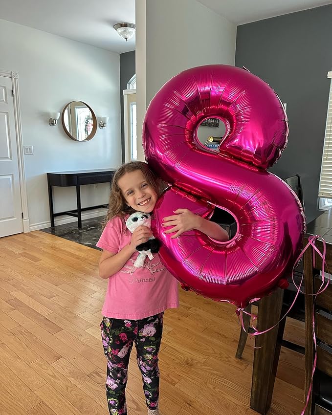 Hot Pink Number 15 Balloons 40 inch, 15 Number Balloons, 15th Birthday Decorations for Girls 15 Year Old Hot Pink Party Supplies