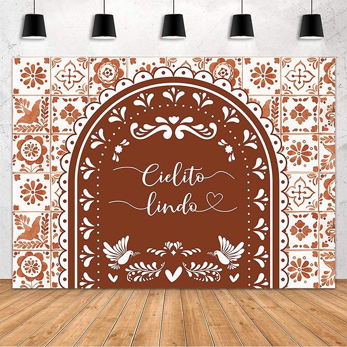 MEHOFOND 10x7ft Cielito Lindo Baby Shower Backdrop Brown Arch Cielito Lindo Baby Shower Party Decorations Banner Mexican Wedding Birthday Fiesta Party Decor Photography Background Supplies