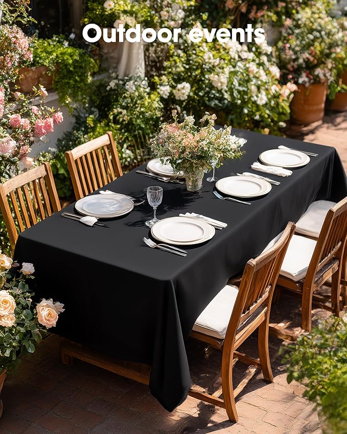 Pureegg Rectangle Table Cloth 70" x 120" – Durable Polyester Tablecloth Offers Reusable & Washable Protection, Ideal for Outdoor Party, Picnic, Wedding, Banquet and Birthday, 1 Pack, Black