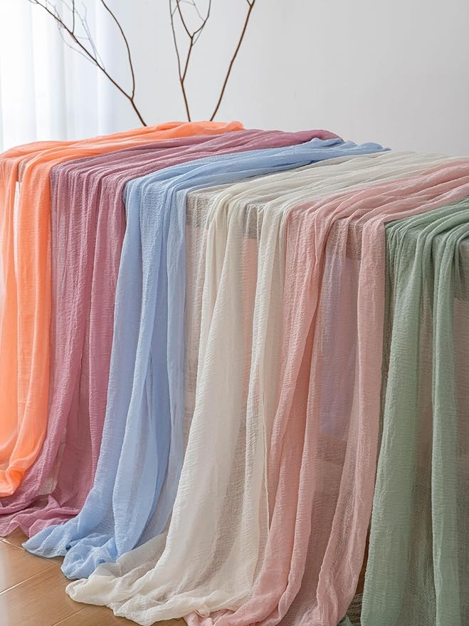 Keketoarrange Dusty Rose Easter Cheesecloth Table Runner Gauze 120 Inch 10 FT Rustic Boho Cheese Cloth Runner for Wedding Baby Shower Bridal Shower Garden Party Sheer Spring Home Decorations