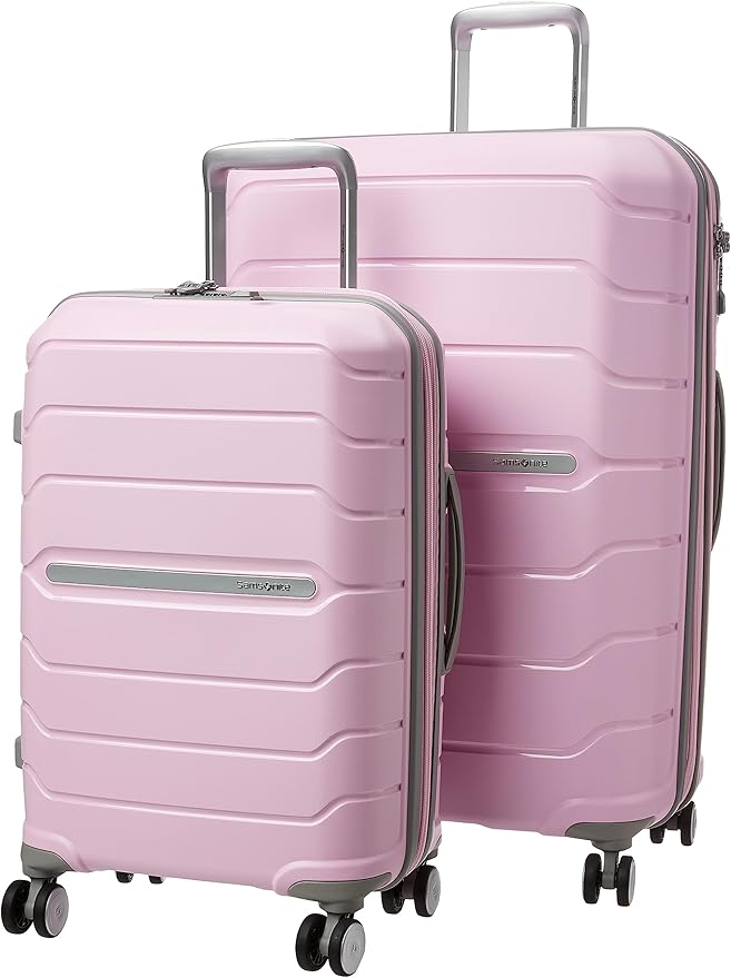 Samsonite Freeform 2-Piece Luggage Set - Carry-On & Large Checked Luggage with Dual Spinner Wheels - Durable Polypropylene Hardshell - TSA Lock, Airline-Approved - Expandable Hard Shell - Pink Rose
