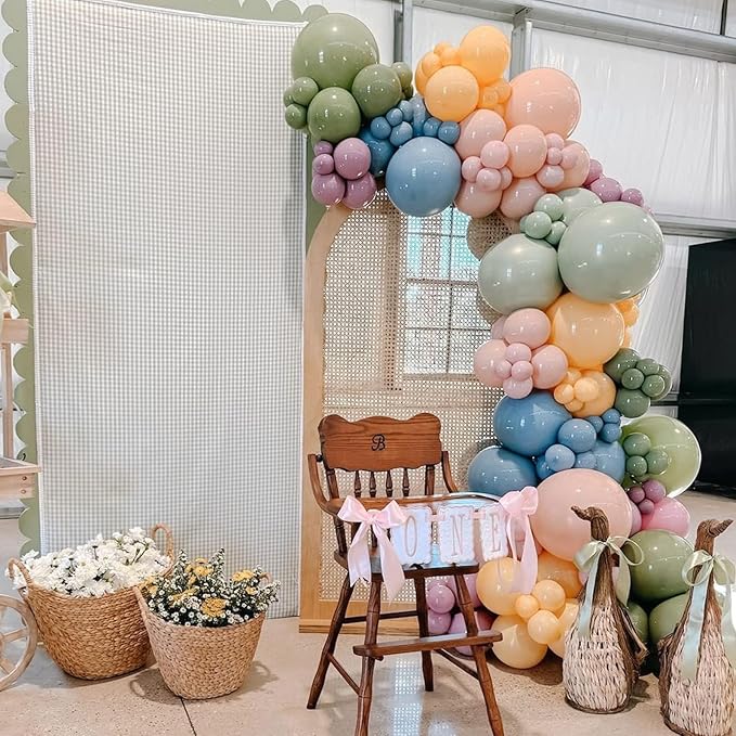 Silly Goose Balloon Arch Kit, Pink Blue Green Latex Balloon Garland Kit Gingham Heart Foil Balloons for Boys Girls Goose Birthday Baby in Bloom Baby Shower Floral Fairy Wildflower Party Decorations