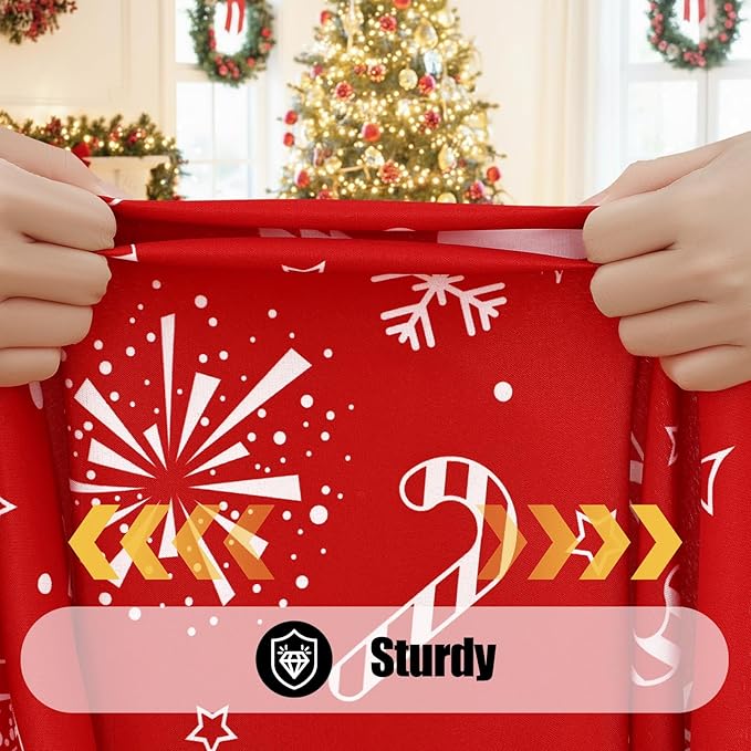 Smiry 2 Pack Rectangle Christmas Table Cloth, Waterproof Elastic Fitted Tablecloths, Washable Polyester Rectangular Patio Table Cover for Christmas Dinner (Snowflower, 30"x96")