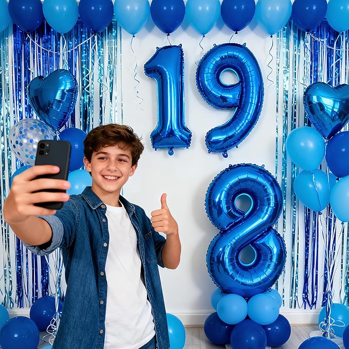 Smlpuame 40 Inch Navy Blue 7 Balloon for 7th Birthday Party, Blue Seven Number Balloon 17 27 67 Birthday Decorations for Boys Girls Men Women, Helium Giant Foil Number 7 Balloon