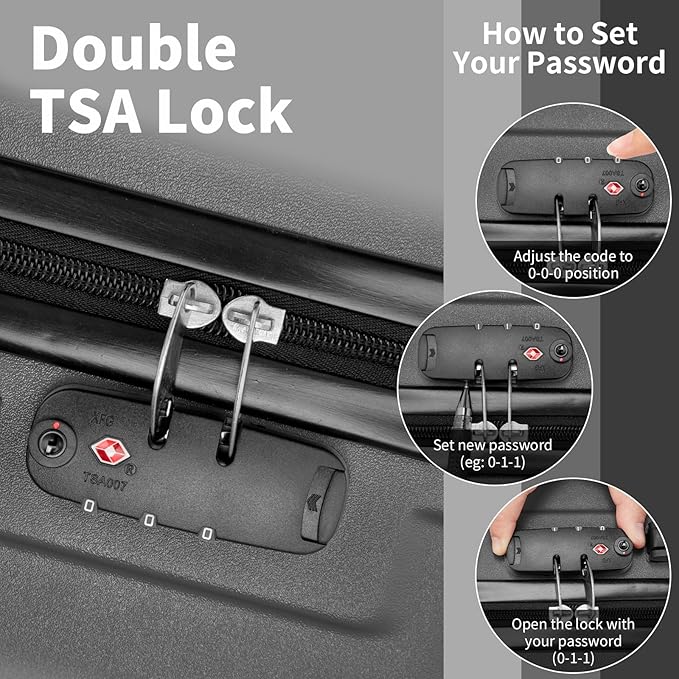 Karl home Carry On Luggage 22x14x9 Airline Approved, ABS Hardshell Suitcase with TSA Lock & Spinner Wheels, Durable Small Suitcase Rolling Luggage for Business Travel, Dark Grey