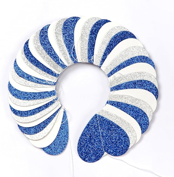 Navy-Blue White-Silver Birthday Party-Decorations Streamers - 52FT Graduation Hanging Heart Garland Banner,Baby Bridal Shower Wedding Engagement Bachelorette Backdrop Decor Hugtmr