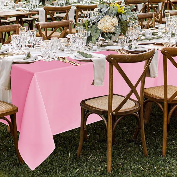 Fitable 8 Pack Rectangle Tablecloths: Stain Resistant Wrinkle Free Circle Table Clothes, Washable Reusable Polyester Table Covers for Wedding Party Birthday Banquet Reception(Pink, 60x102 Inch)
