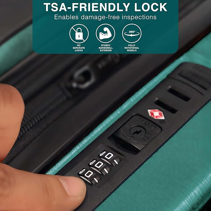 TRAVELARIM 28 Inch Luggage with Spinner Wheels, Hard Shell Suitcase with TSA Locks for Luggage, Travel Large Suitcase, Expandable Hard Shell Suitcases, Green