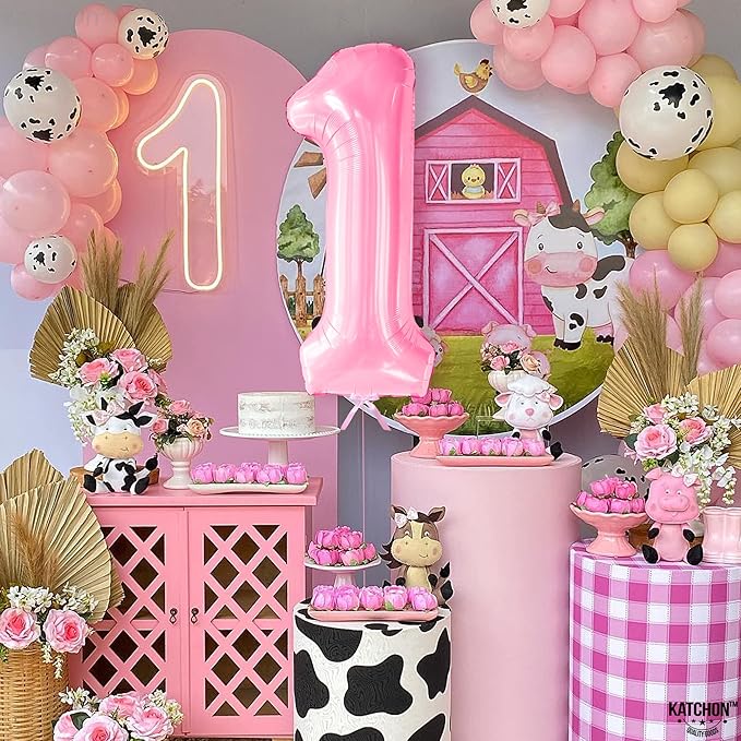 KatchOn, Light Pink 1 Balloon Number - 40 Inch | Number 1 Balloons for 1st Birthday Party | Pink Number Balloons, First Birthday Decorations For Girl | 1 Balloon for Happy Anniversary Decorations