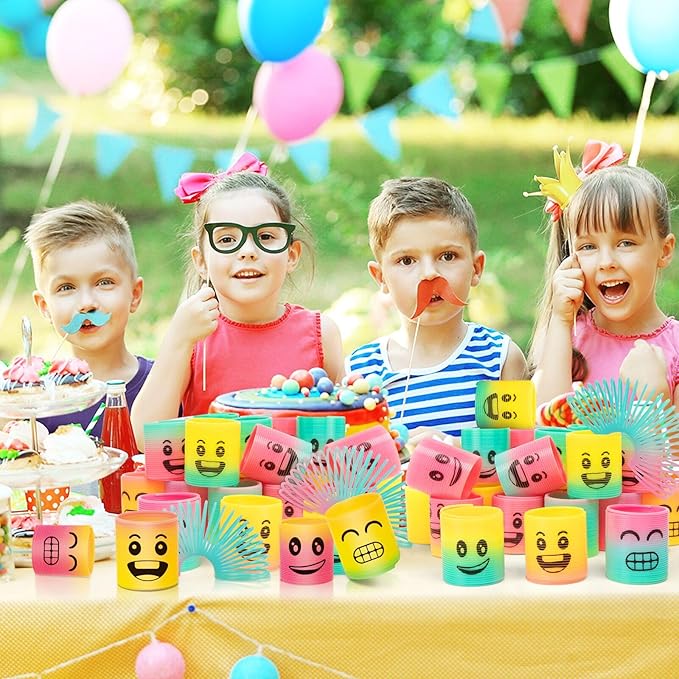 36 Pack Spring Rainbow Magic Fidget Stress Coil Mini Springs Bulk Toys Party Favor For Kids Birthday Carnival Prize Goodie Bag Stuffers For Boys Girls (Smile)