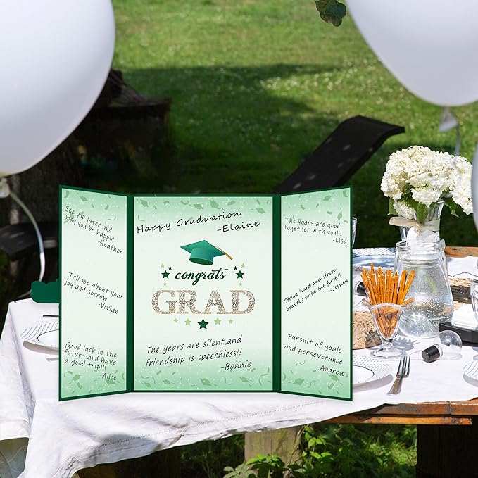Vlipoeasn 2PCS Graduation Guest Book Alternative, Green Gold Class of 2026 Party Decorations, Grad Signature Book for 2026 College High School, Unique Graduation Gifts for Friends