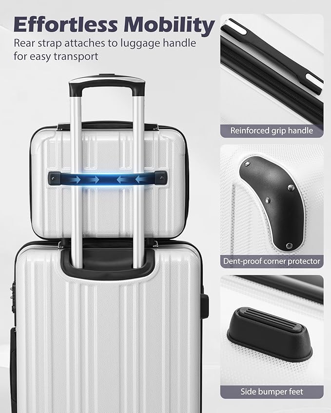 Coolife Luggage Sets, 5 Piece Durable Suitcase, Lightweight Carry on Luggage with PC+ABS Hardshell, Dual Spinner Wheels, TSA Lock and YKK Zipper (wine wind new, 5 piece set)