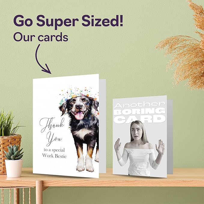 Thank You Cards for Work Bestie - Party Dog - Thankyou Cards for Work Bestie from Best Friend Friends Colleague, Heartfelt Appreciation Card A5 Thank You So Much Greeting Cards