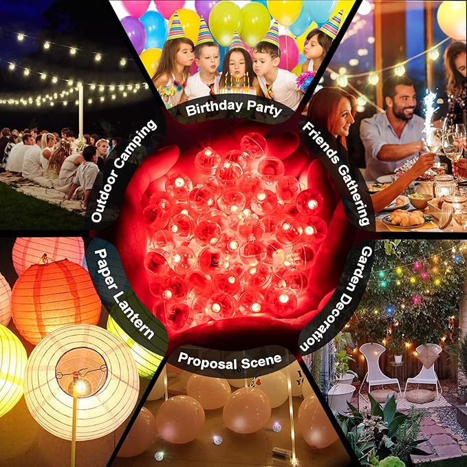 200pcs Red LED Balloon Lights, Mini Led Lights Small Round LED Ball Lamp for Paper Lantern Balloons Indoor Outdoor Party Event Fun Birthday Party Supplies Wedding Halloween Christmas Decoration