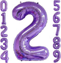 Purple 2 Balloon Number,40 Inch Number 2 Balloon Big Purple 2 Foil Mylar Helium Balloon for Birthday Party Decorations