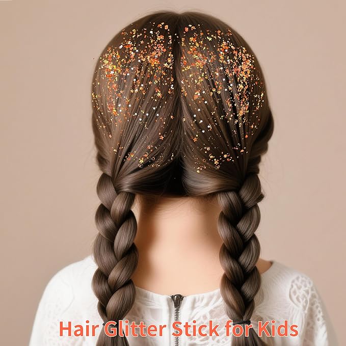Orange Face Glitter Stick,Halloween Body Hair Glitter for Kids,Waterproof Singer Concert Outfits for Women,Mardi Gras Accessories Chunky Glitter Makeup Sequins Body Paint