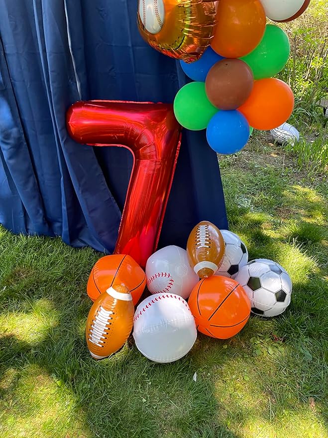 40 Inch Number 7 Balloon, Red Seven Birthday Decor, 7 17 27 70 Year Old Balloon Number for Engagement, Wedding, Graduations