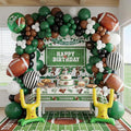 Football Balloon Garland Arch Kit dark green brown Balloons with backdrop Goal Post Mylar Balloons for Sports Birthday Boys first year touch down party decorations
