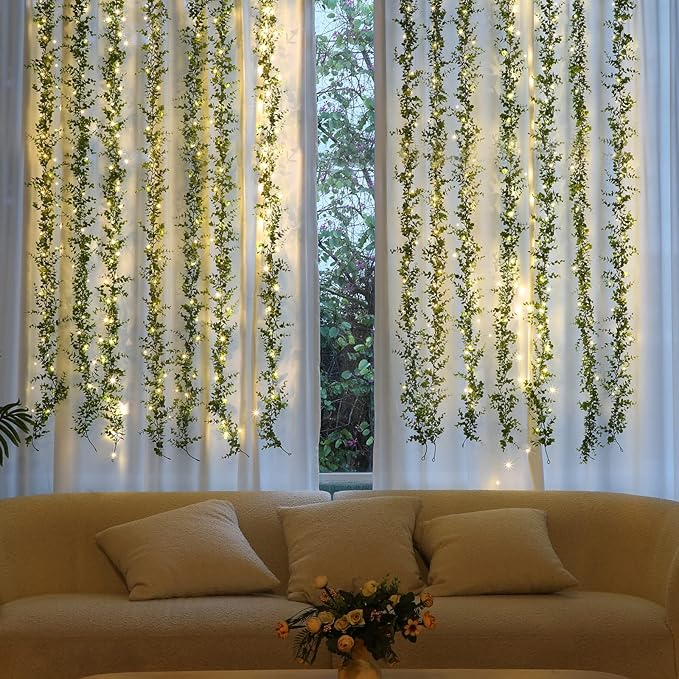 Dolicer 5 Packs Eucalyptus Garland, 30FT Faux Eucalyptus Greenery Garland, Artificial Eucalyptus Leaves Vine, Fake Hanging Eucalyptus Garlands Wedding Backdrop Arch Wall Table Party Decor (Grey Green)
