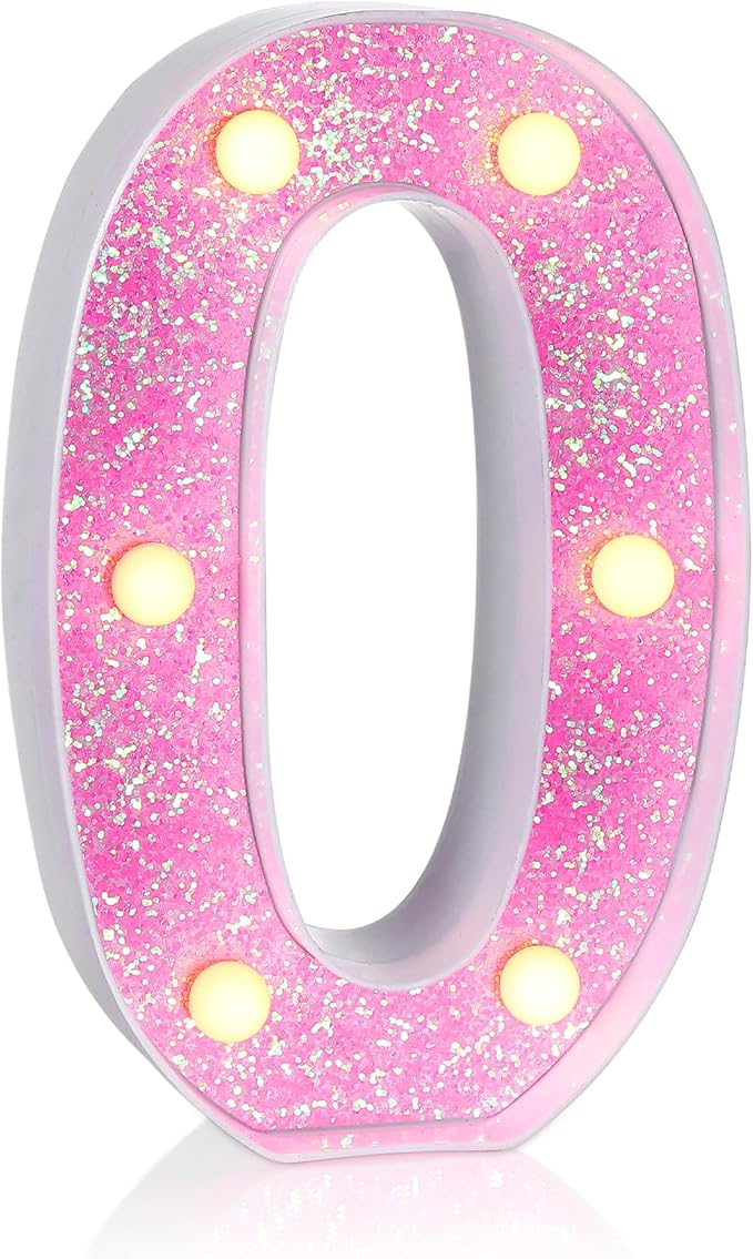 Foaky Pink Light up Letters，Pink Party Decorations,Girls Room Decor,Glitter Marquee Numbers,Alphabet Letter Sign for Night Light Birthday Party Girls Gifts, Home Bar Decoration (0)