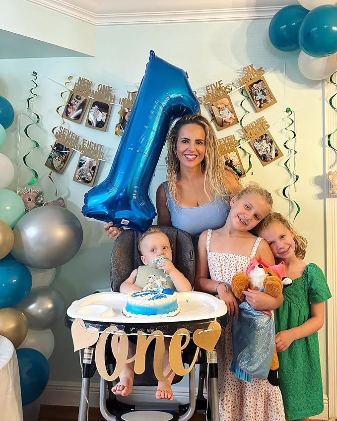 40 Inch Navy Blue 1 Balloon for First Birthday, Blue One 1st Number Balloon Birthday Decorations for Boy Man Toddler Baby, 10th 21st, Giant Number 1 Balloon