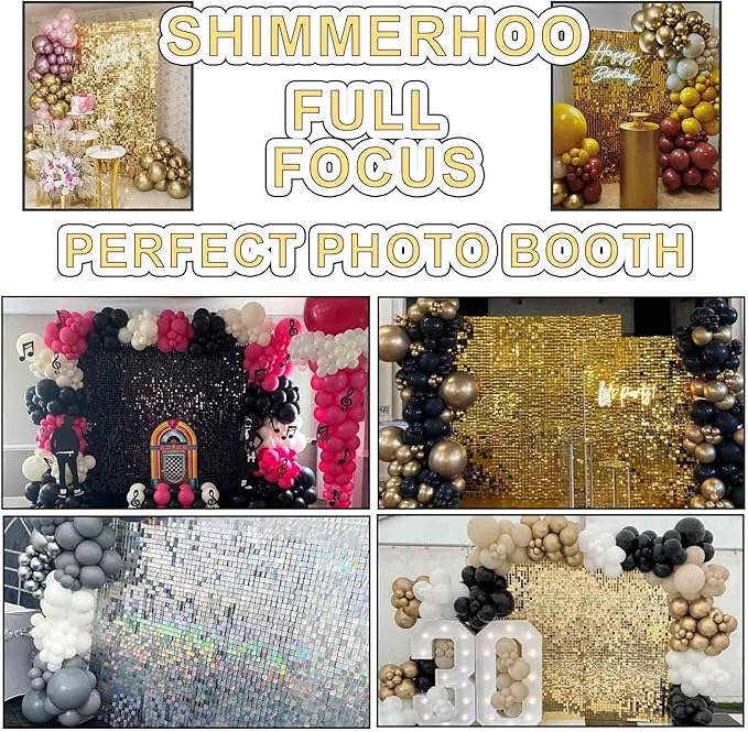 Shimmer Wall Backdrop - 24pcs Decorations Panel | Wedding, Birthday, Anniversary, Engagement & Bridal Shower Party Decor Panel (Red)