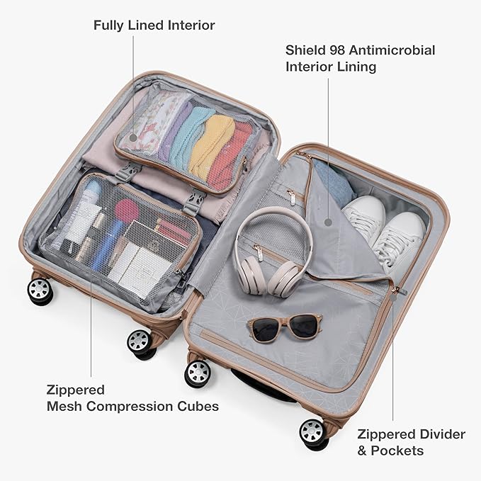 Traveler's Choice Pagosa Hardshell Expandable Luggage with Spinner Wheels, Latte Beige, 30-Inch Large