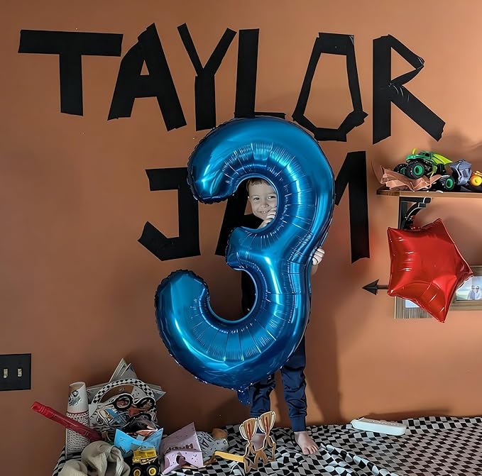 13 Number Balloons, Dark Blue Balloons for Man Woman 13th Birthday Decoration, Foil Number Ballon for 13, 31 Anniversary, Bridal Shower, Graduation, Halloween, Christmas, New Year