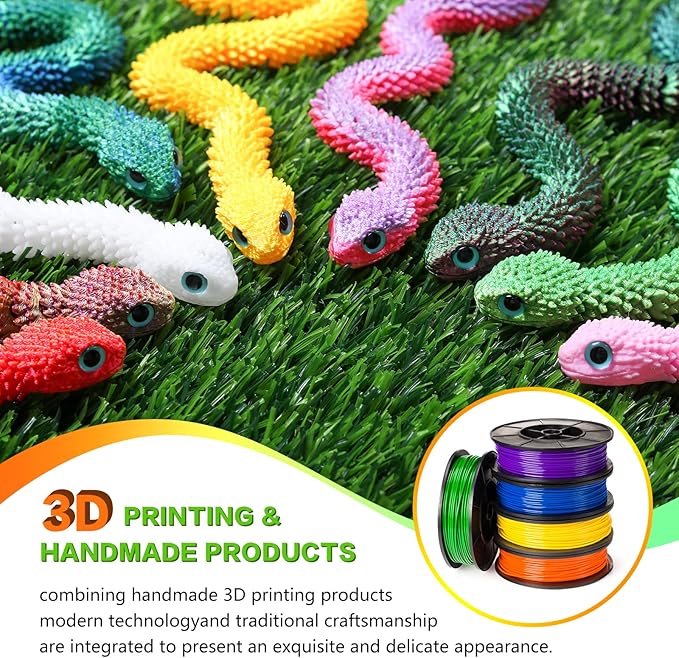 3D Printed Snake,12in Flexible 3D Printed Animal Snake,Christmas Fidget Toys Gifts Halloween Decorations Indoor Outdoor,Decorative Easter for Kids Home Decor. （9pcs）