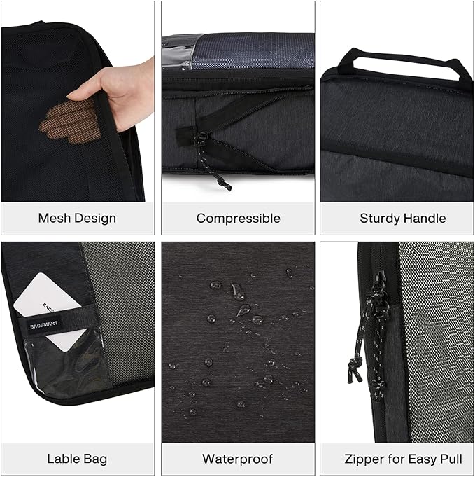 BAGSMART 6 Set /4 Set/2 Set Compression Packing Cubes for Travel, Lightweight Luggage Organizer Bags, Durable Space Saver Bags Travel Essentials