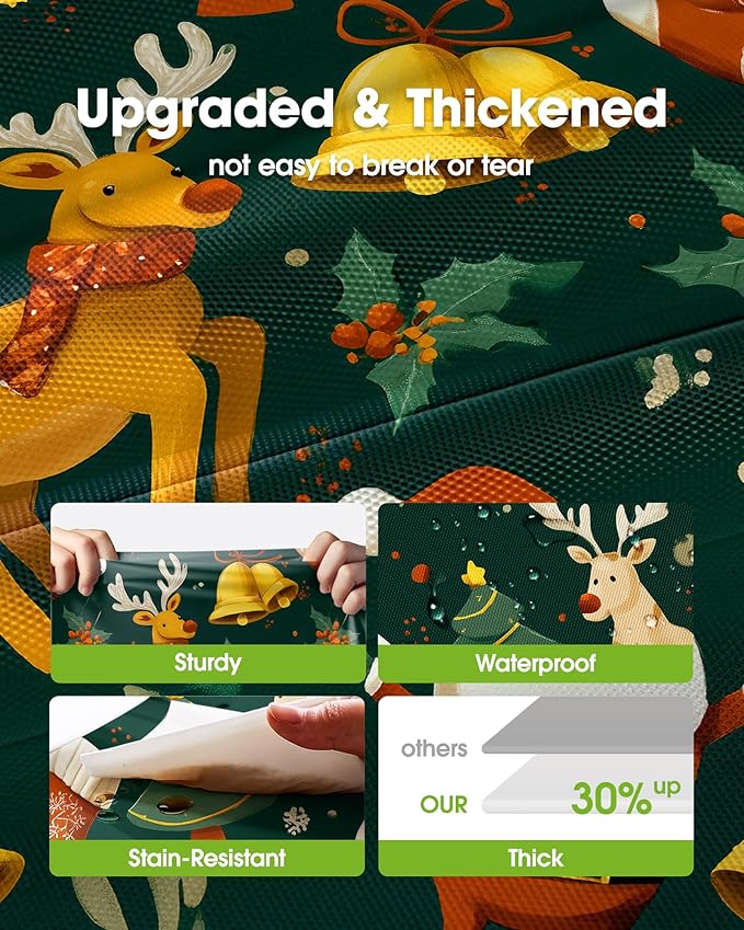 Pureegg Plastic Table Cloth Disposable 8 Pack, 54 x 108 Inch Rectangle Tablecloths, Sturdy Leakproof Plastic Covers for Party, Picnic, Wedding, Winter & Xmas Decoration, Christmas Green