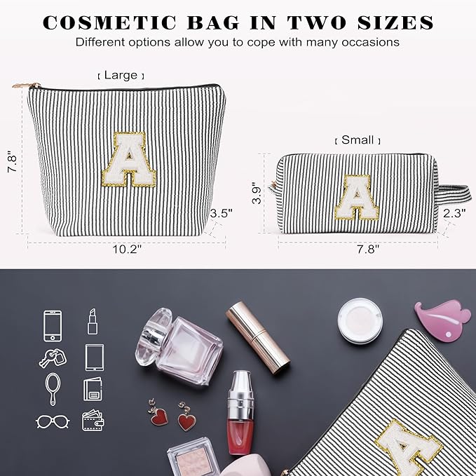 Travel Essentials - Portable Travel Toiletry Bag for Women, Initial Makeup Kit Organizer Make up Cosmetic Bag Set, Black K