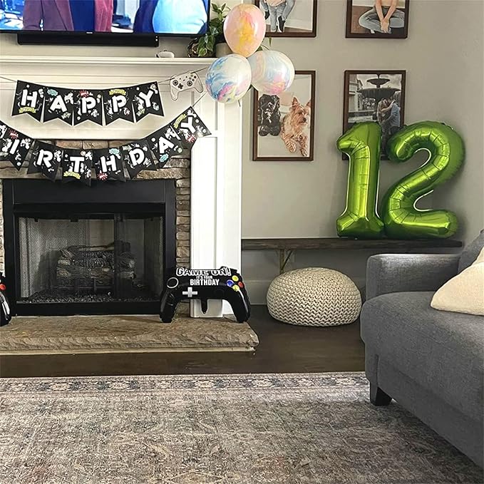 Green 2 Balloons, 40 Inch Giant Helium Foil Number 0-9 Green Birthday Balloon for Boys Girls, Self Inflating Digit 2 Balloons for Women Men Anniversary Jungle Football Party Decorations Supplies