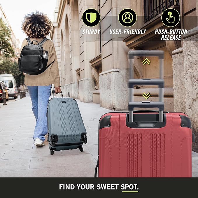 Kenneth Cole REACTION Out of Bounds Lightweight Hardshell 4-Wheel Spinner Luggage, Scarlet Red, 2-Piece Set (20" & 28")