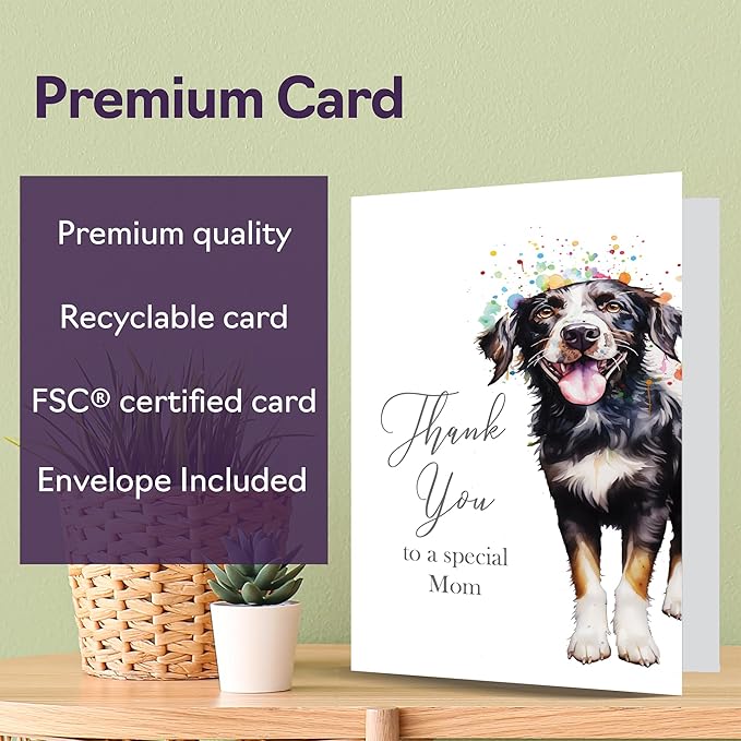 Thank You Cards for Mom - Party Dog - Thankyou Cards for Mom from Son Daughter, Heartfelt Appreciation Card A5 Thank You So Much Greeting Cards