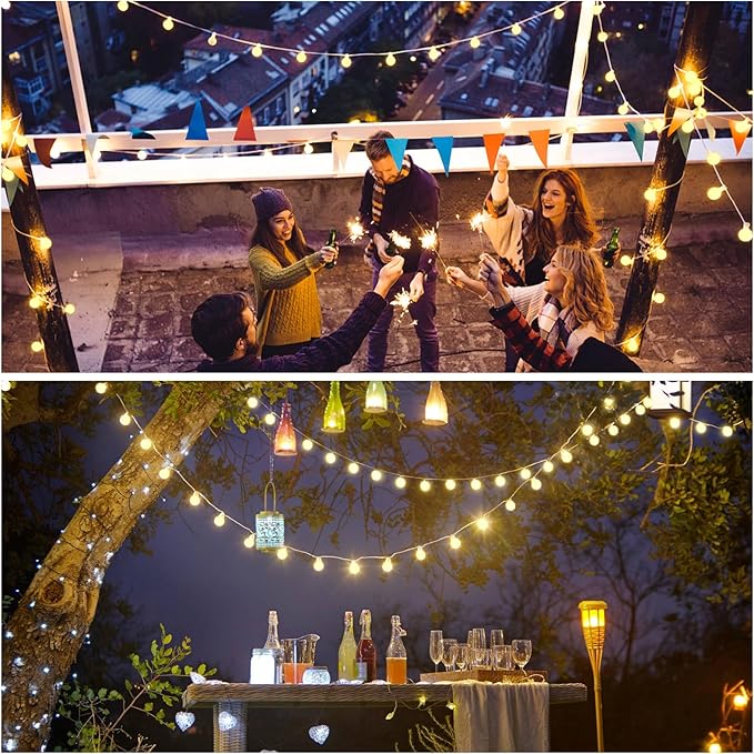 100ft Globe String Lights Indoor Outdoor Waterproof, 200 LED Christmas fairy Lights Plug in with Remote, Connectable Hanging Lights for Bedroom Classroom Camping Patio Wedding Garden Decor, Warm White