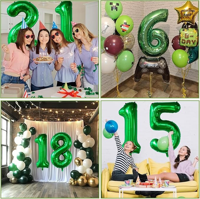 Green Number Balloons, 40 Inch Dark Green Balloon 9.9 Helium Balloon 9th Birthday for 9 Years Birthday Party Wedding Anniversary Decoration Children Girls Boys