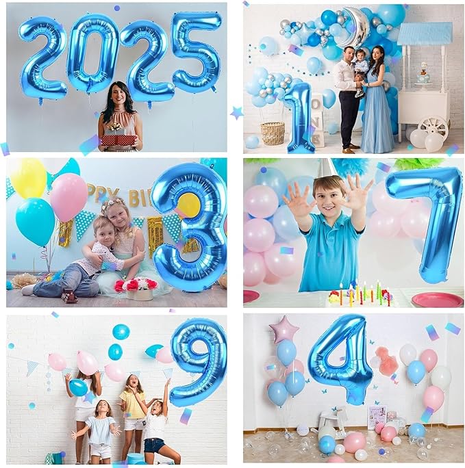 40 inch Blue Number Balloon Giant Foil Helium Balloons Blue Number 8 Balloon for 8th Birthday Party Decorations