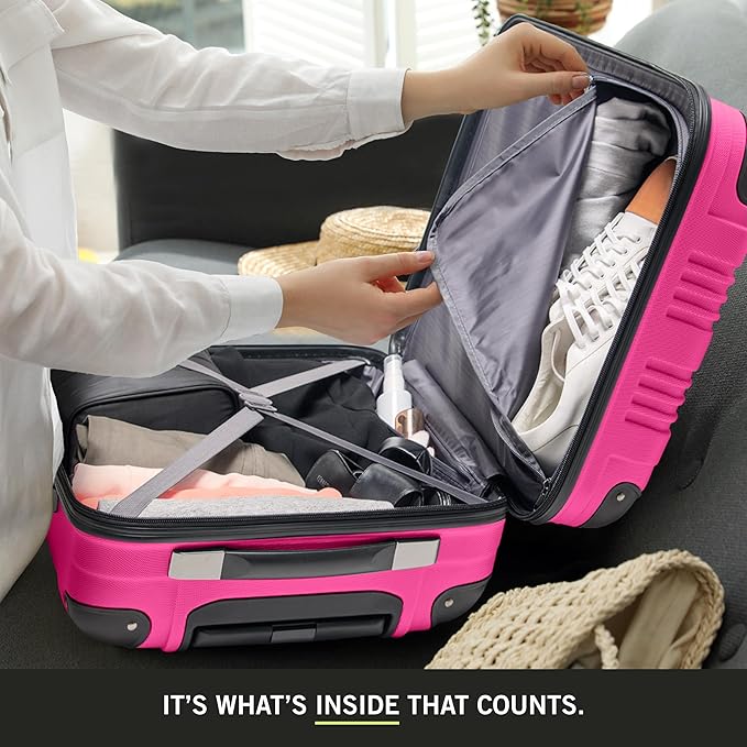 Kenneth Cole REACTION Out of Bounds Lightweight Hardshell 4-Wheel Spinner Luggage, Magenta, 28-Inch Checked