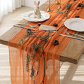 Keketoarrange 6pcs Orange Gauze Rustic Cheesecloth Table Runner 120 Inch 10 FT for Wedding Baby Shower Bridal Shower Birthday Engagement Garden Outdoor Party Long Sheer Boho Decorations