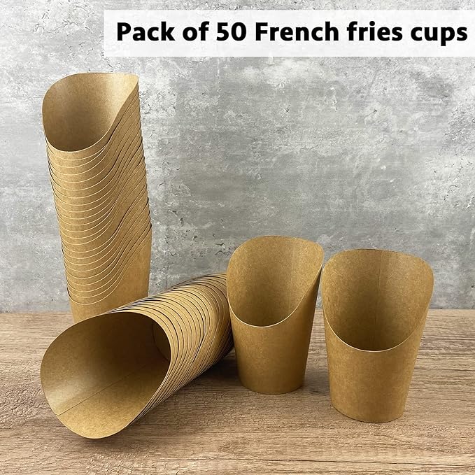 CAMKYDE 50 Pcs French Fries Holder, 16oz Disposable Paper French Fry Cups Charcuterie Cups for all Occasions (16oz)